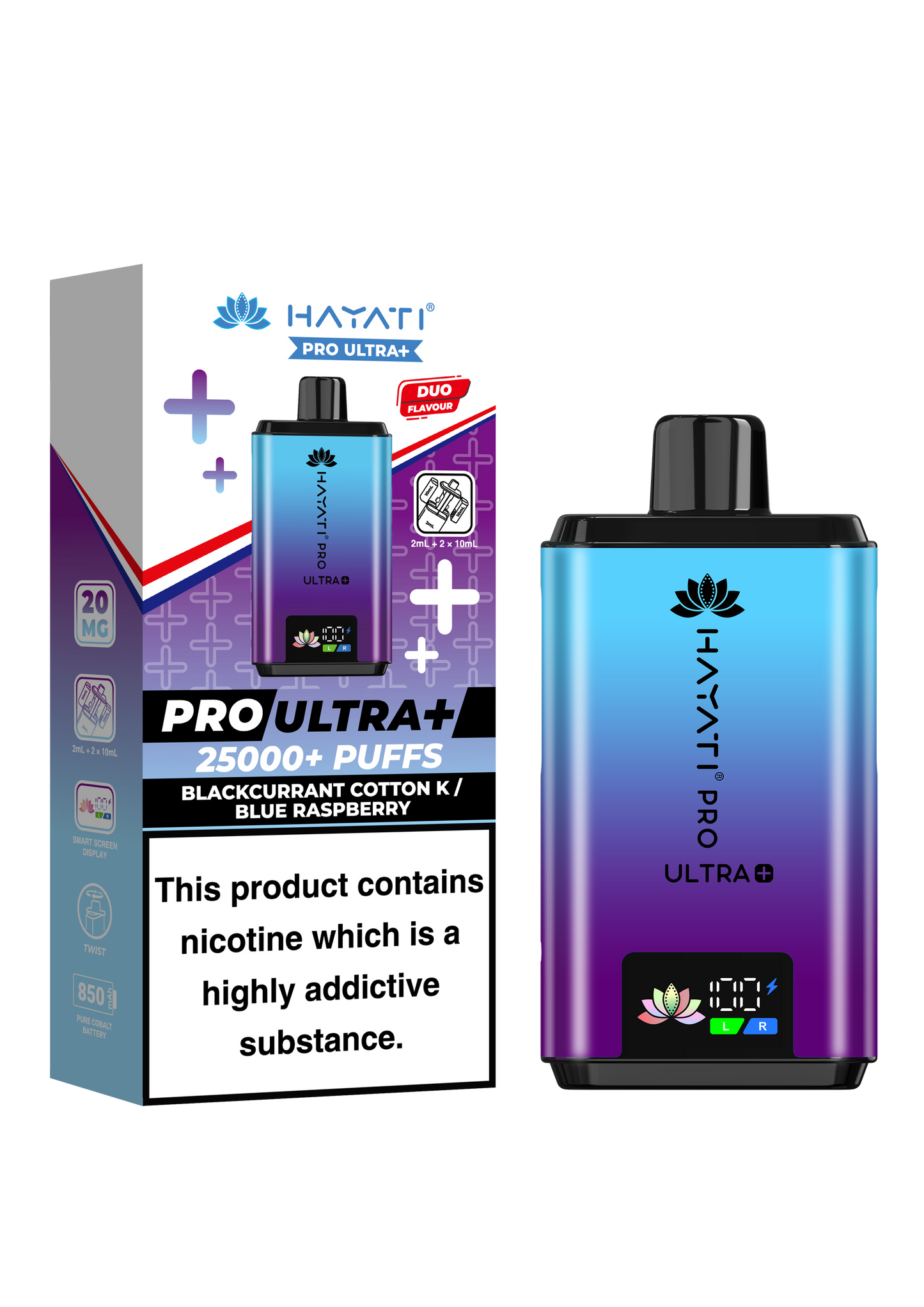 HAYATI PRO ULTRA PLUS KIT BLACKCURRANT COTTON K / BLUE RASPBERRY 25000 Puffs