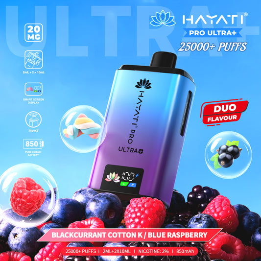 HAYATI PRO ULTRA PLUS KIT BLACKCURRANT COTTON K / BLUE RASPBERRY 25000 Puffs
