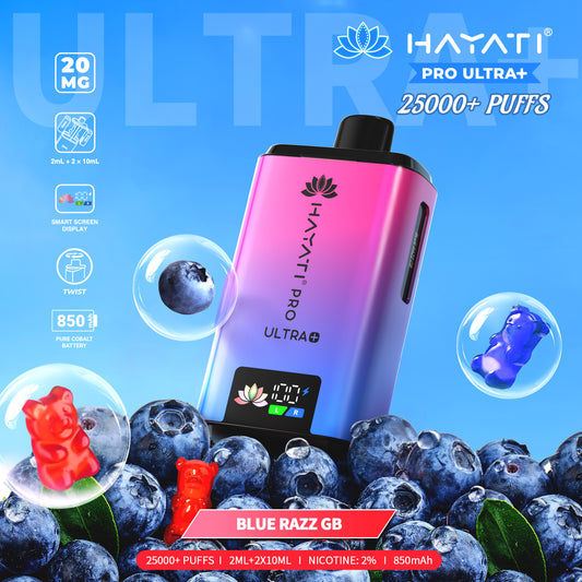 HAYATI PRO ULTRA PLUS KIT BLUE RAZZ GB 25000 Puffs