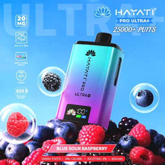HAYATI PRO ULTRA PLUS KIT BLUE SOUR RASPBERRY 25000 Puffs