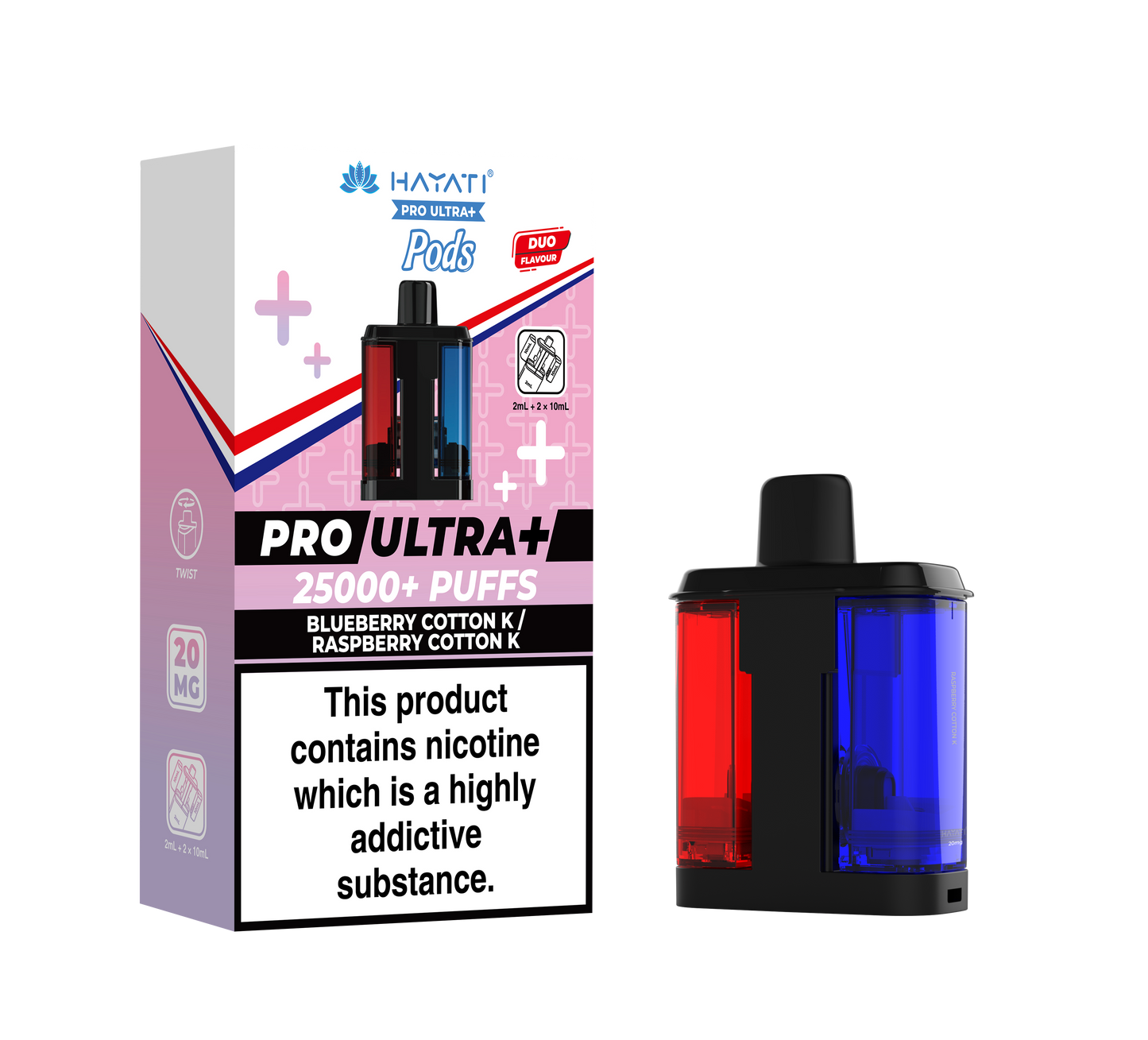 HAYATI PRO ULTRA PLUS PODS BLUEBERRY COTTON K / RASPBERRY COTTON K 25000 Puffs