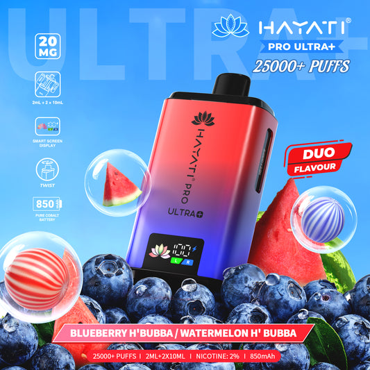 HAYATI PRO ULTRA PLUS KIT BLUEBERRY H'BUBBA / WATERMELON H'BUBBA 25000 Puffs