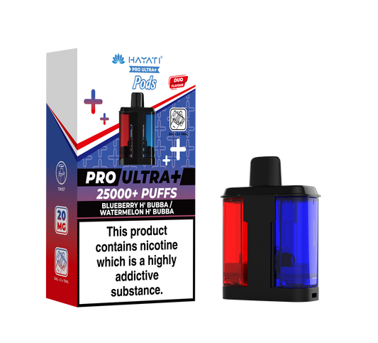 HAYATI PRO ULTRA PLUS PODS BLUEBERRY H'BUBBA / WATERMELON H'BUBBA 25000 Puffs