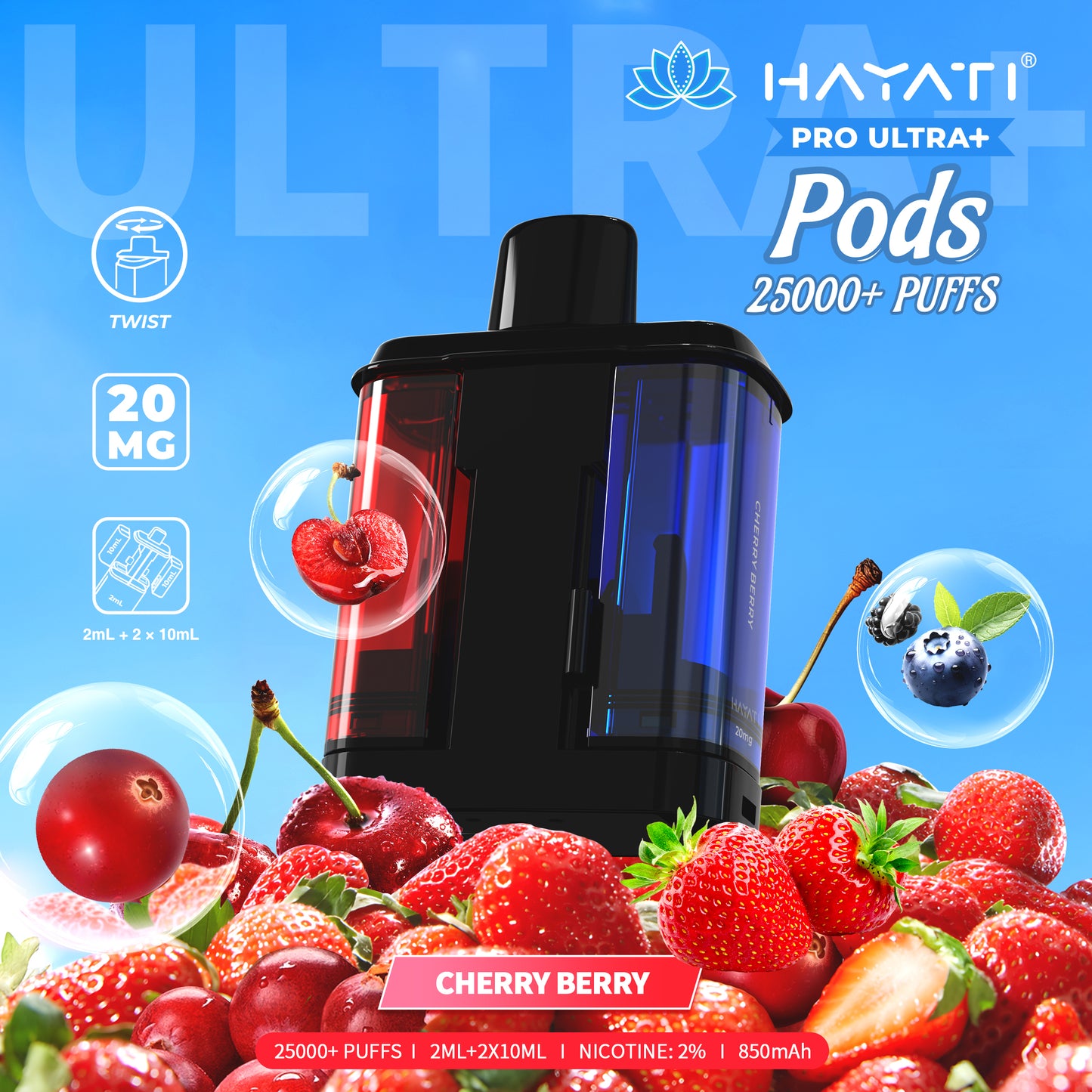 HAYATI PRO ULTRA PLUS PODS CHERRY BERRY 25000 Puffs