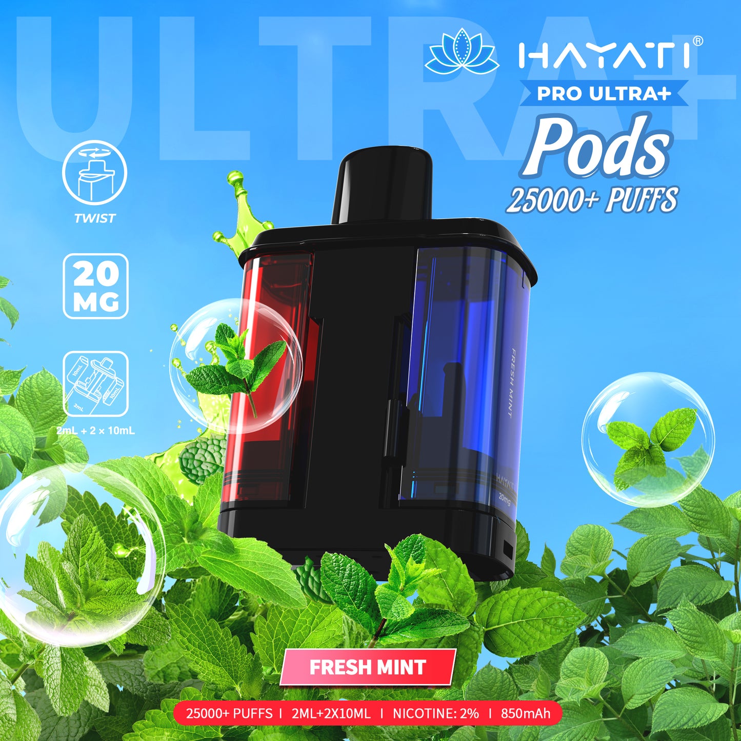 HAYATI PRO ULTRA PLUS PODS FRESH MINT 25000 Puffs