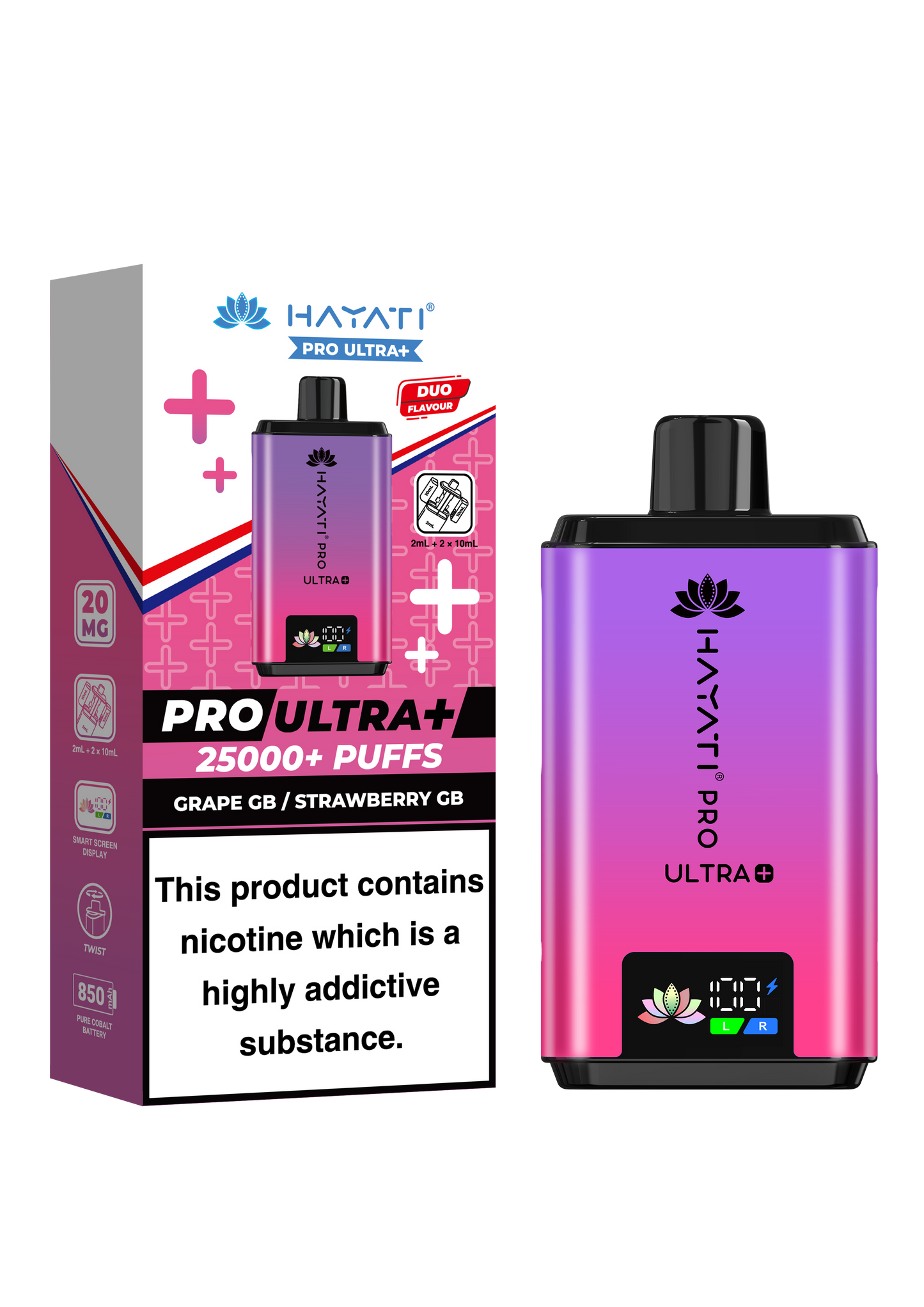 HAYATI PRO ULTRA PLUS KIT GRAPE GB / STRAWBERRY GB 25000 Puffs