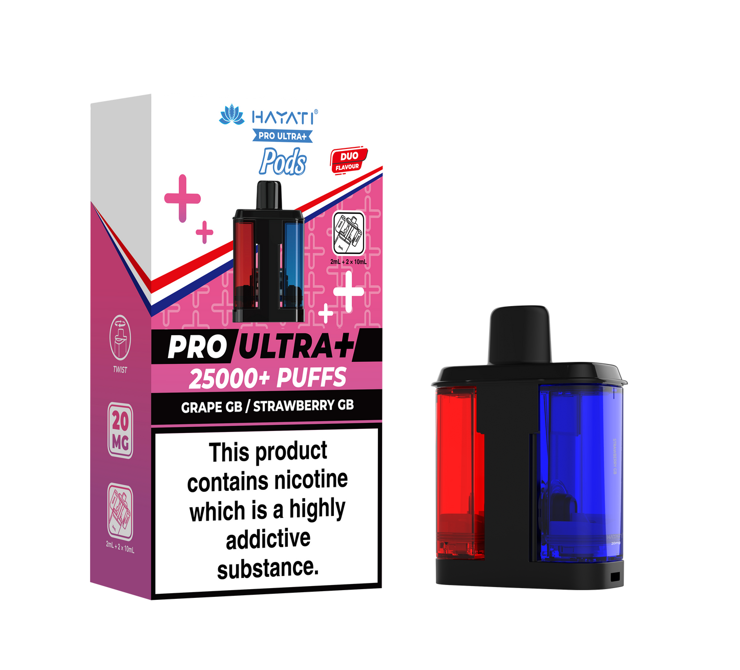HAYATI PRO ULTRA PLUS PODS GRAPE GB / STRAWBERRY GB 25000 Puffs