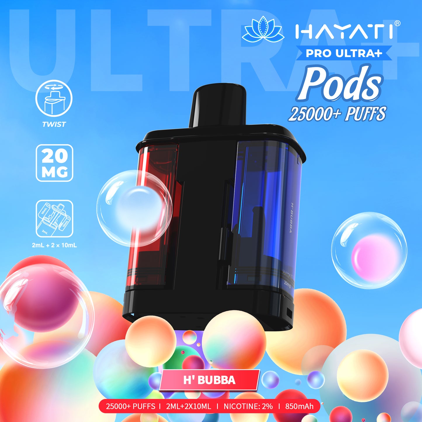 HAYATI PRO ULTRA PLUS PODS H'BUBBA 25000 Puffs