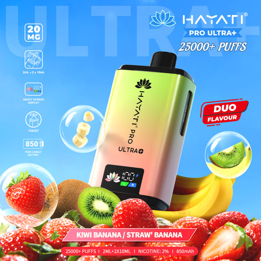 HAYATI PRO ULTRA PLUS KIT KIWI BANANA / STRAW BANANA 25000 Puffs