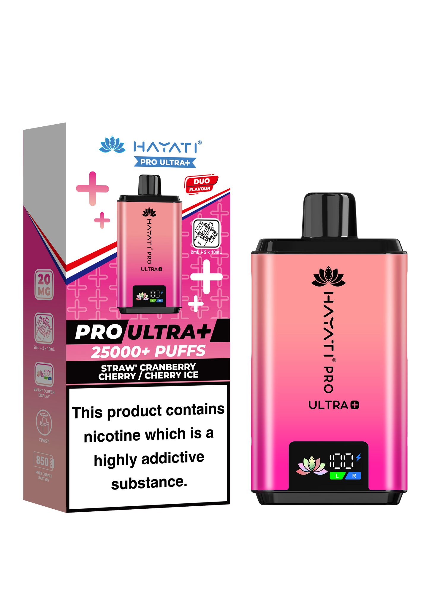 HAYATI PRO ULTRA PLUS KIT STRAW'CRANBERRY CHERRY / CHERRY ICE 25000 Puffs