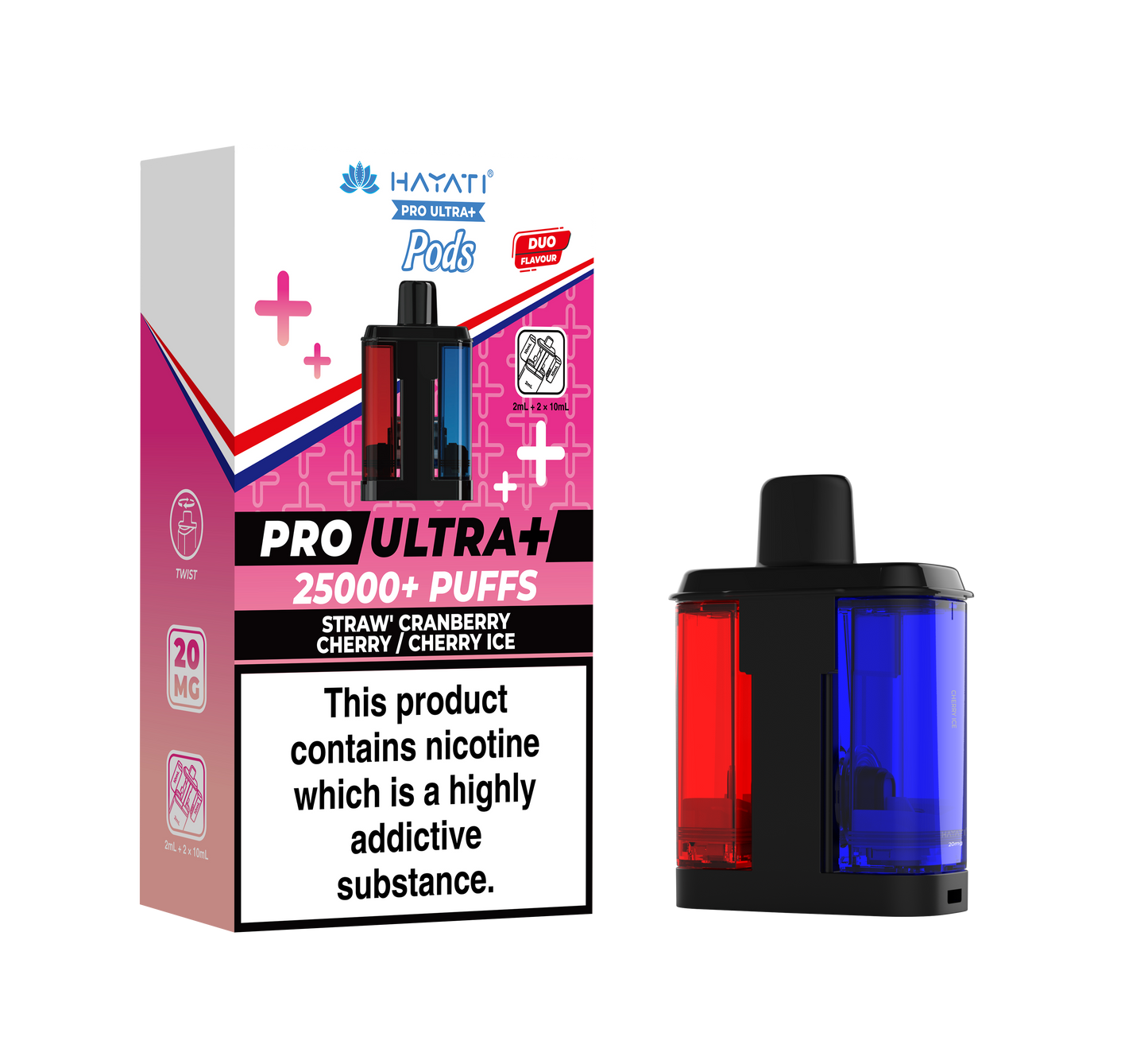 HAYATI PRO ULTRA PLUS PODS STRAW'CRANBERRY CHERRY / CHERRY ICE 25000 Puffs