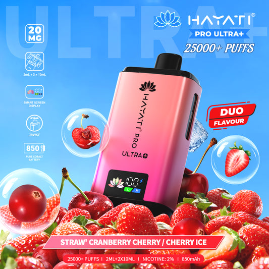HAYATI PRO ULTRA PLUS KIT STRAW'CRANBERRY CHERRY / CHERRY ICE 25000 Puffs