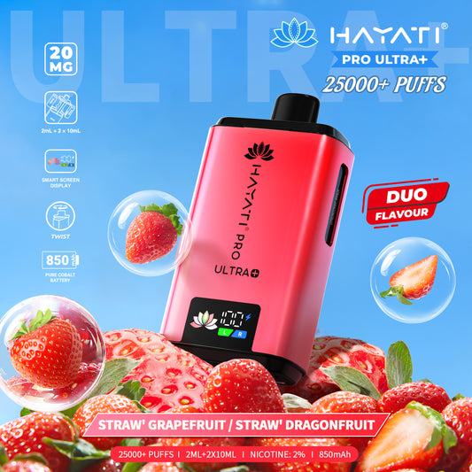 HAYATI PRO ULTRA PLUS KIT STRAW'GRAPEFRUIT / STRAW'DRAGONFRUIT 25000 Puffs
