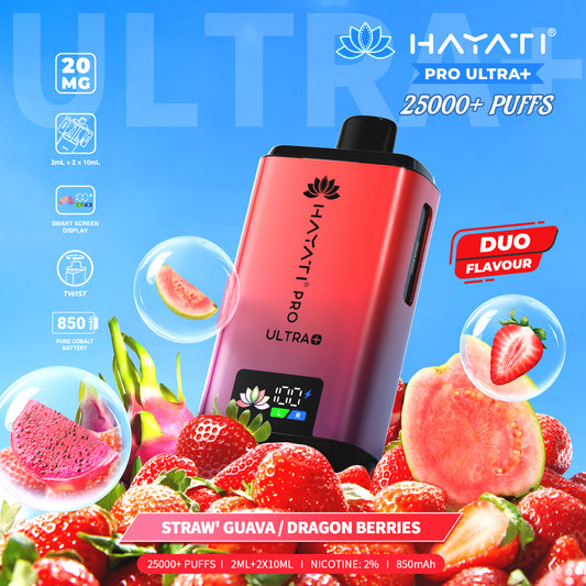 HAYATI PRO ULTRA PLUS KIT STRAW'GUAVA / DRAGON BERRIES 25000 Puffs