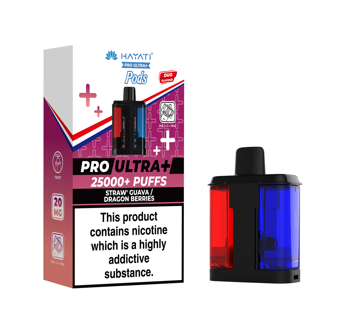 HAYATI PRO ULTRA PLUS PODS STRAW'GUAVA / DRAGON BERRIES 25000 Puffs