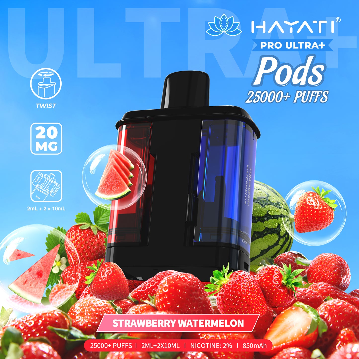 HAYATI PRO ULTRA PLUS PODS STRAWBERRY WATERMELON 25000 Puffs