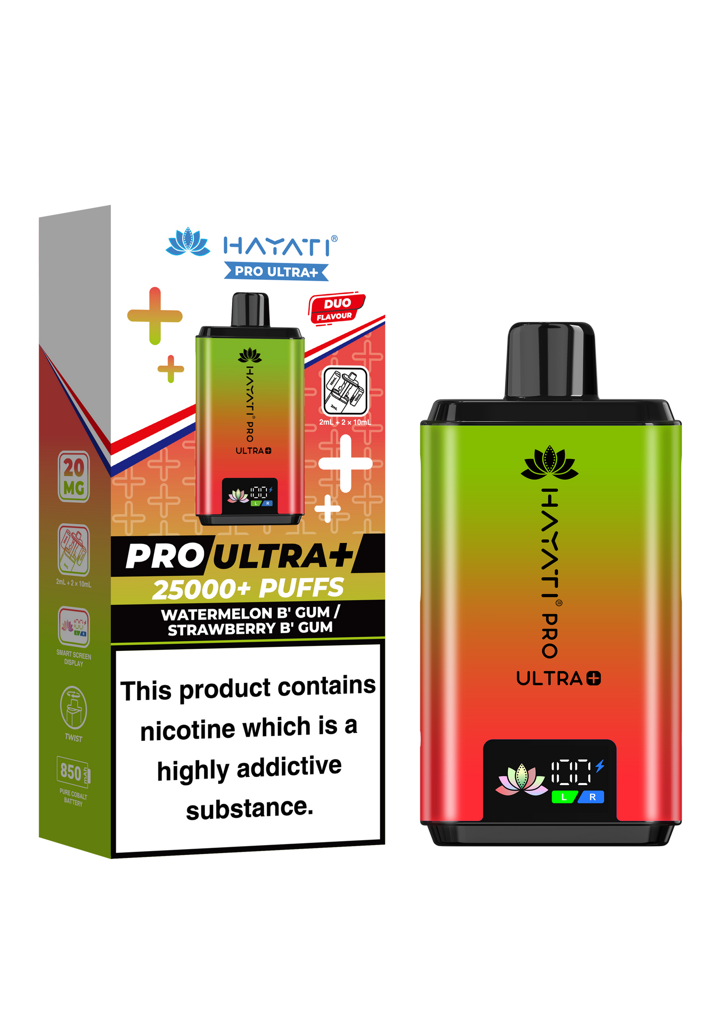 HAYATI PRO ULTRA PLUS KIT WATERMELON B'GUM / STRAWBERRY B'GUM 25000 Puffs