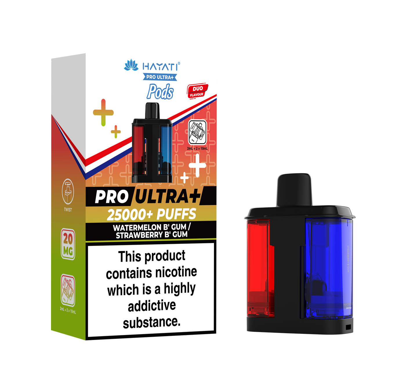 HAYATI PRO ULTRA PLUS PODS WATERMELON B'GUM / STRAWBERRY B'GUM 25000 Puffs