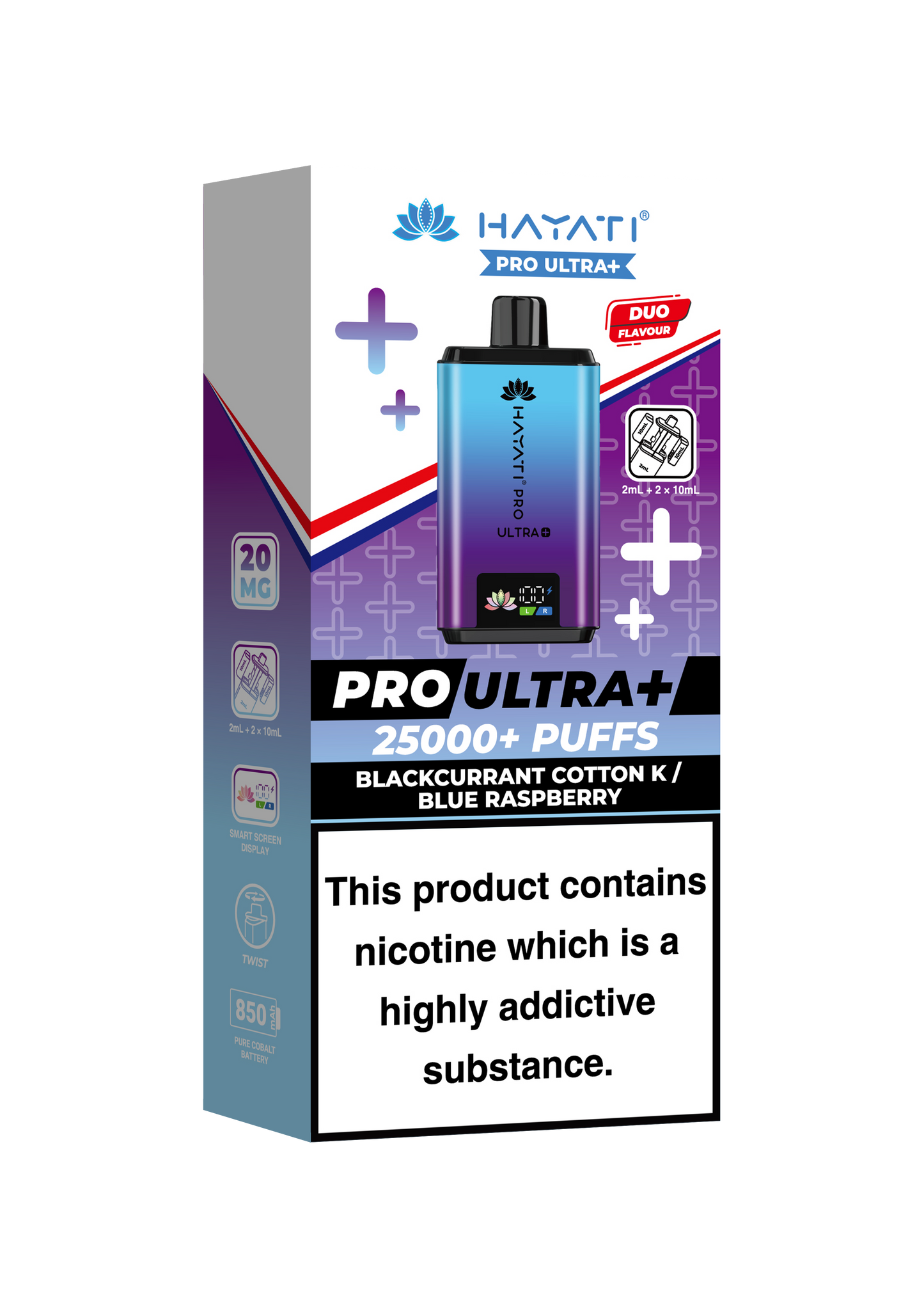 HAYATI PRO ULTRA PLUS KIT BLACKCURRANT COTTON K / BLUE RASPBERRY 25000 Puffs