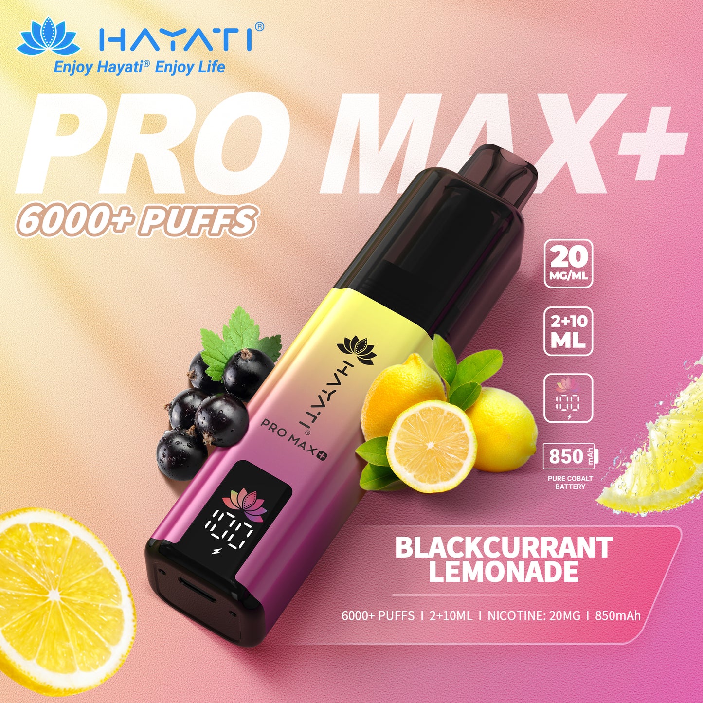 HAYATI PRO MAX PLUS KIT BLACKCURRANT LEMONADE 6000+Puffs