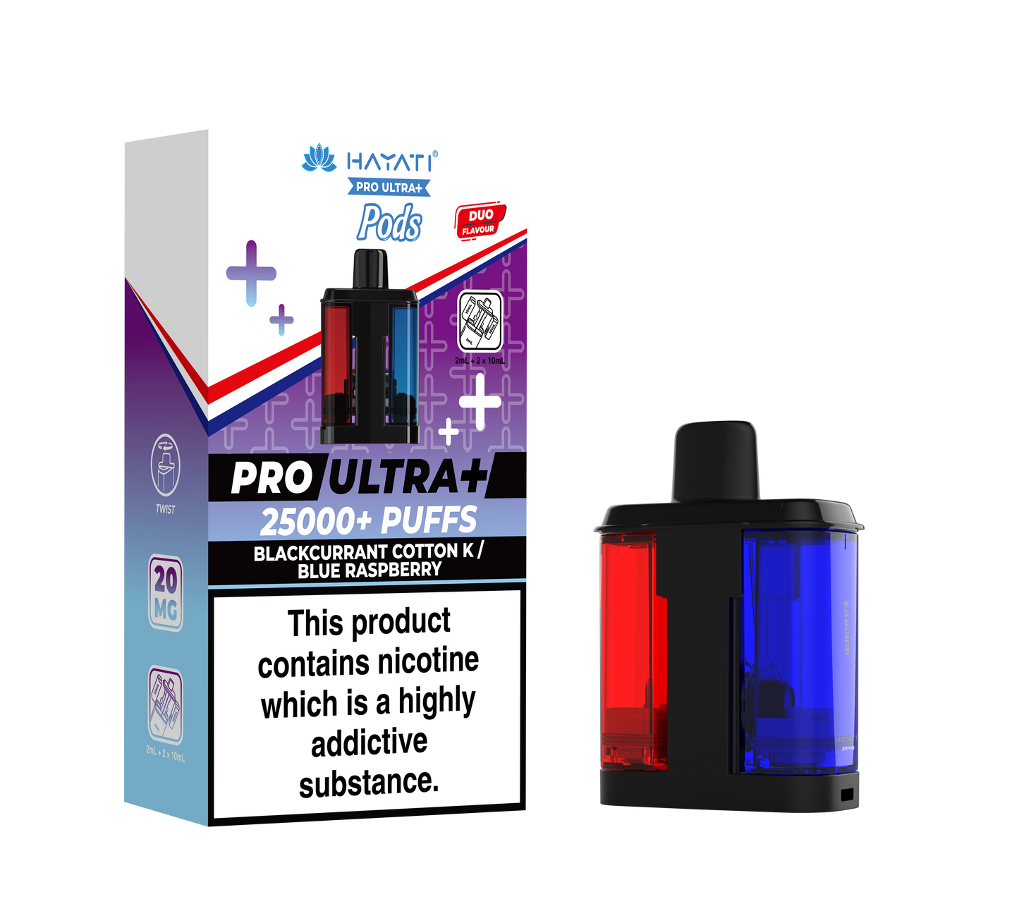 HAYATI PRO ULTRA PLUS PODS BLACKCURRANT COTTON K / BLUE RASPBERRY 25000 Puffs