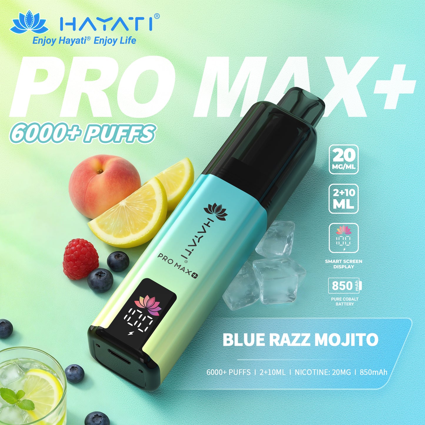 HAYATI PRO MAX PLUS KIT BLUE RAZZ MOJITO 6000+Puffs
