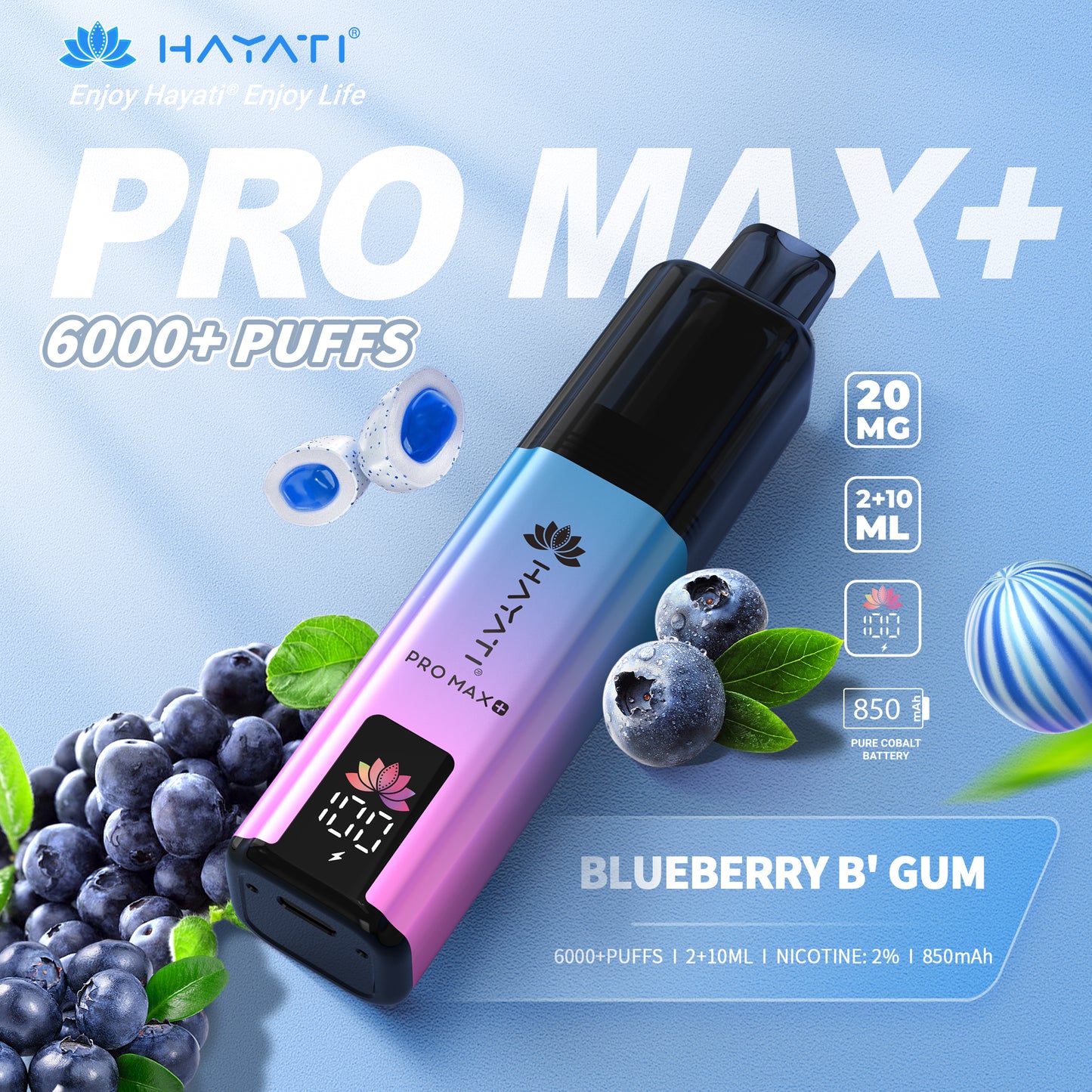 HAYATI PRO MAX PLUS KIT BLUEBERRY B'GUM 6000+Puffs