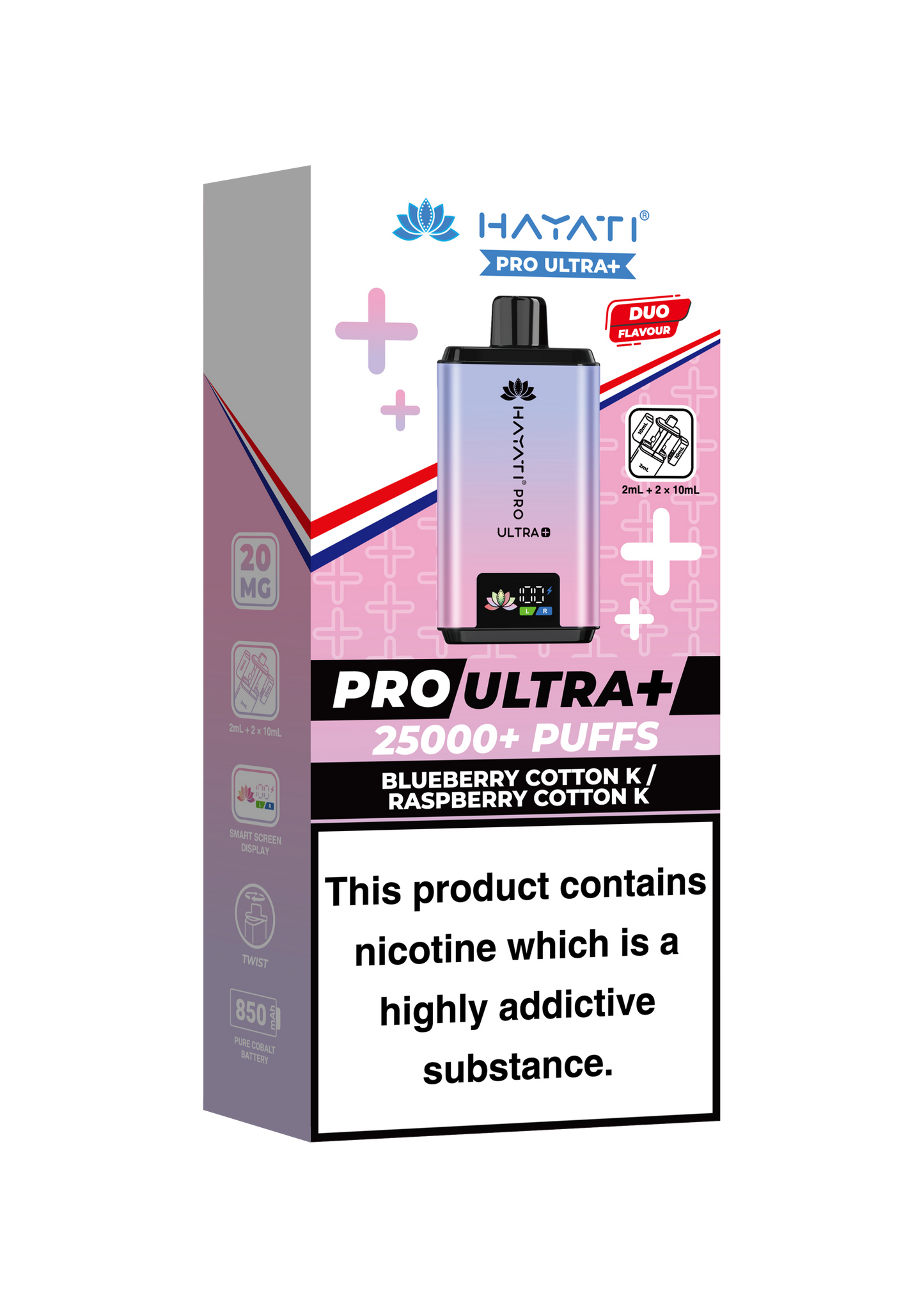 HAYATI PRO ULTRA PLUS KIT BLUEBERRY COTTON K / RASPBERRY COTTON K 25000 Puffs