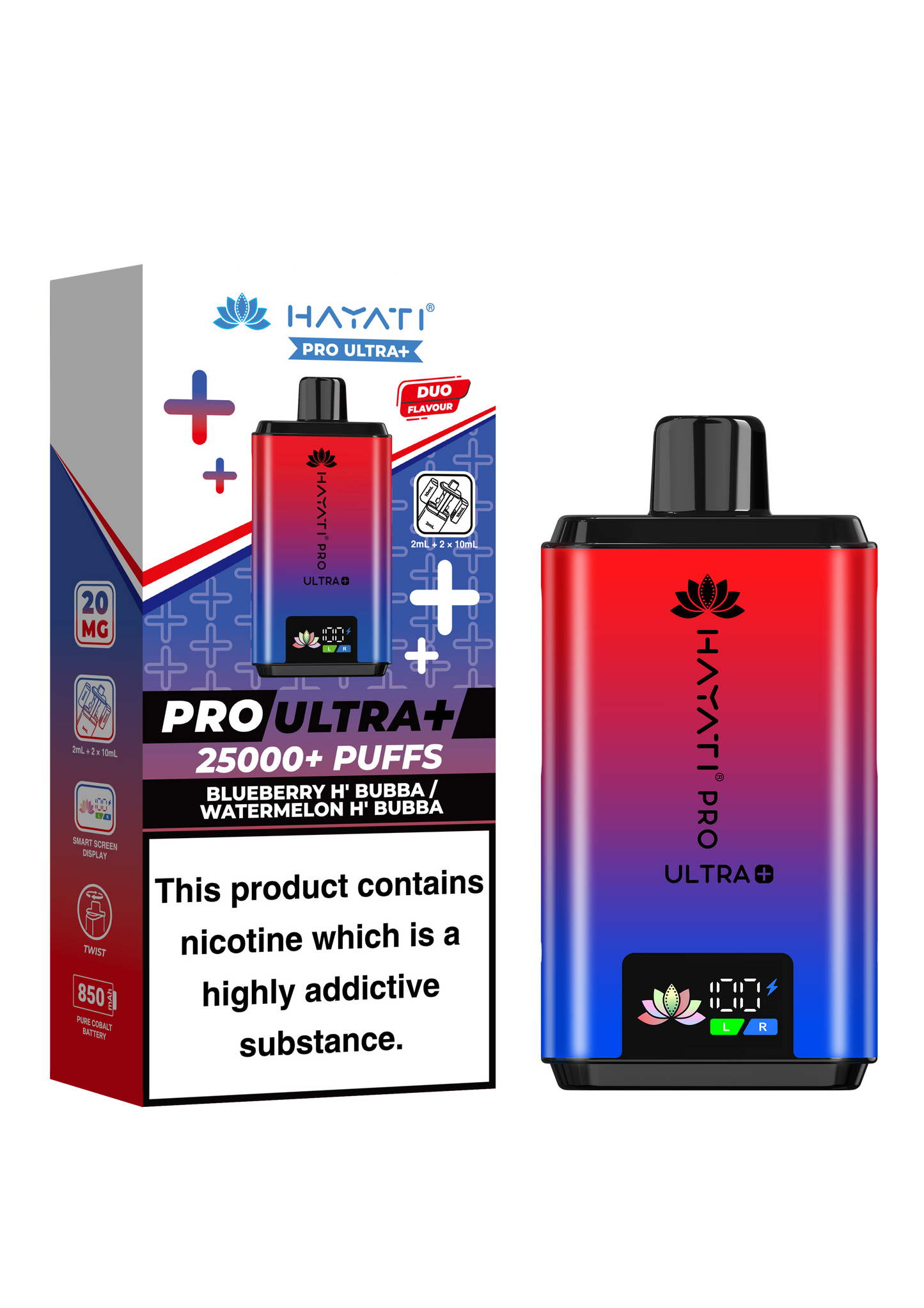 HAYATI PRO ULTRA PLUS KIT BLUEBERRY H'BUBBA / WATERMELON H'BUBBA 25000 Puffs