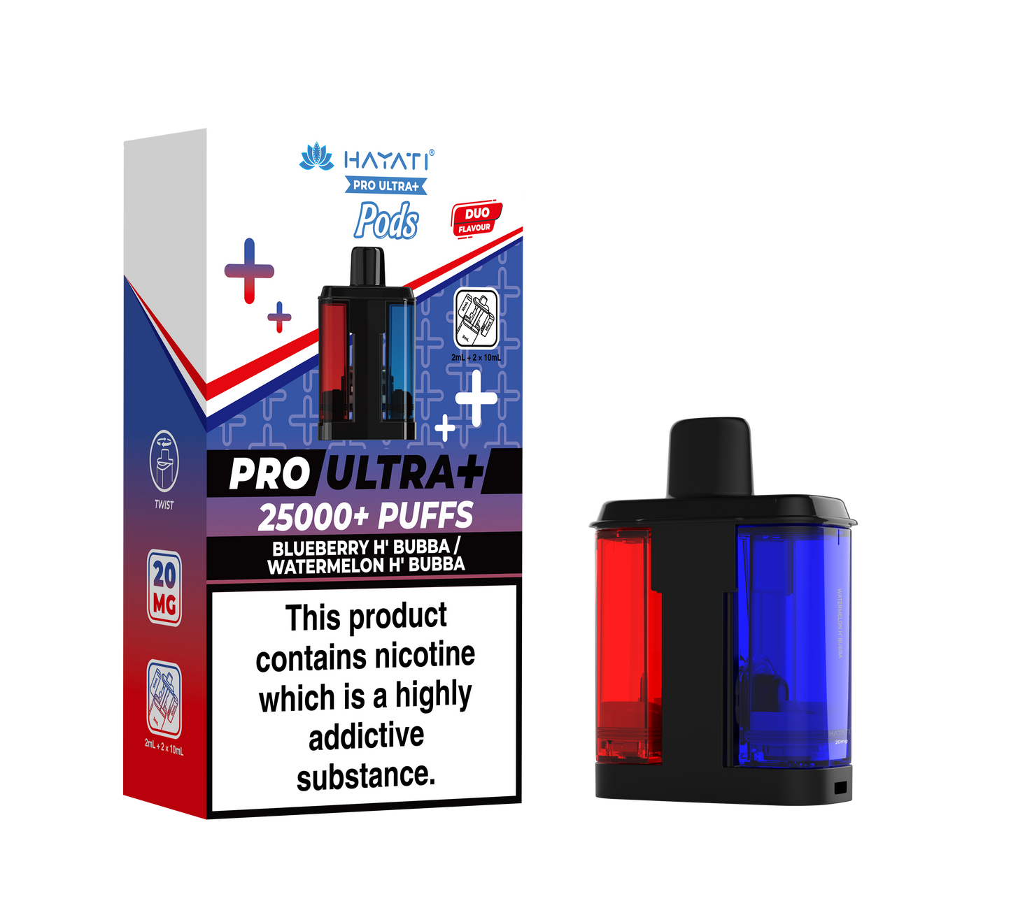 HAYATI PRO ULTRA PLUS PODS BLUEBERRY H'BUBBA / WATERMELON H'BUBBA 25000 Puffs
