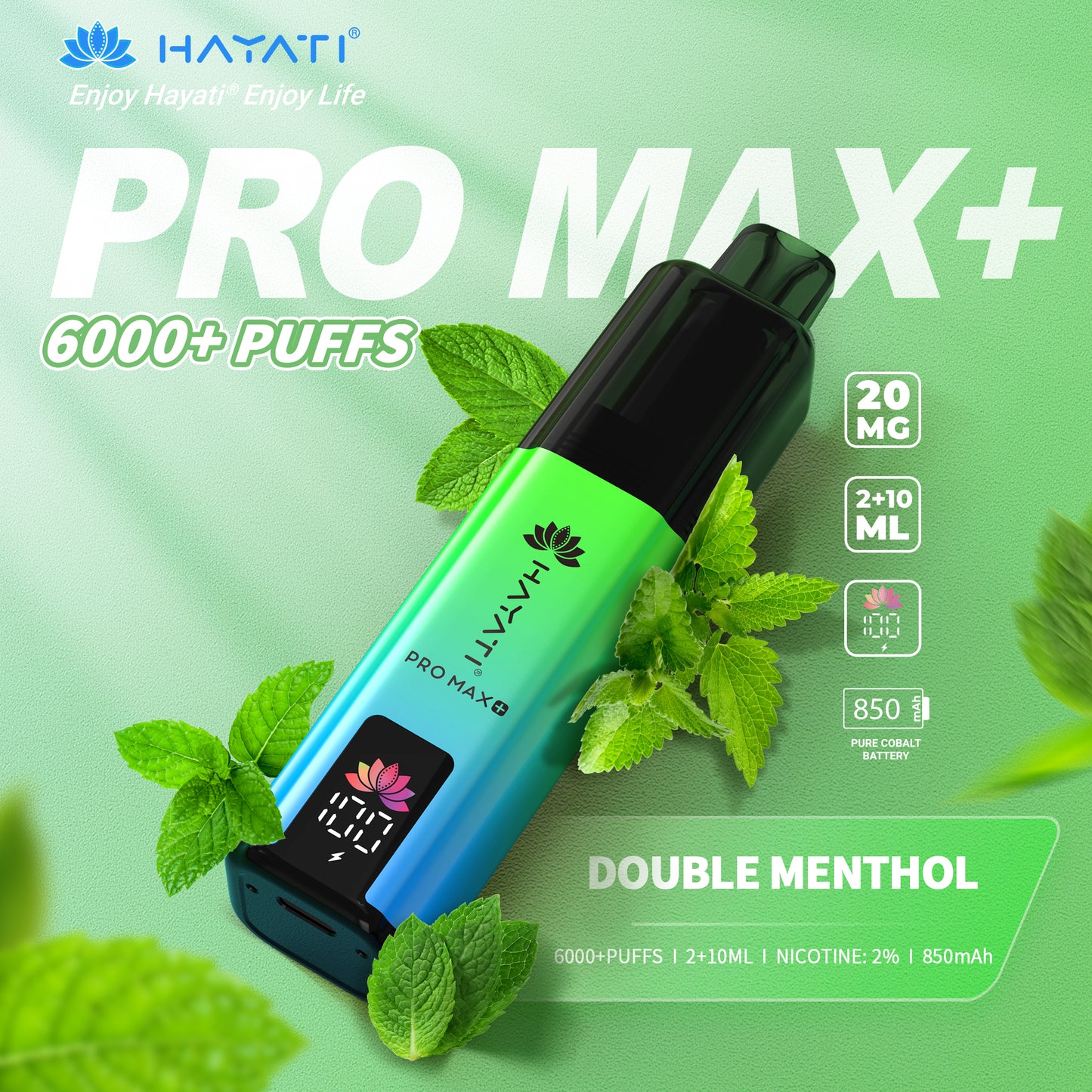 HAYATI PRO MAX PLUS KIT DOUBLE MENTHOL 6000+Puffs