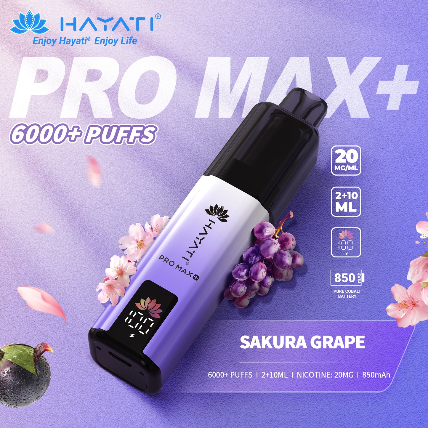 HAYATI PRO MAX PLUS KIT SAKURA GRAPE 6000+Puffs