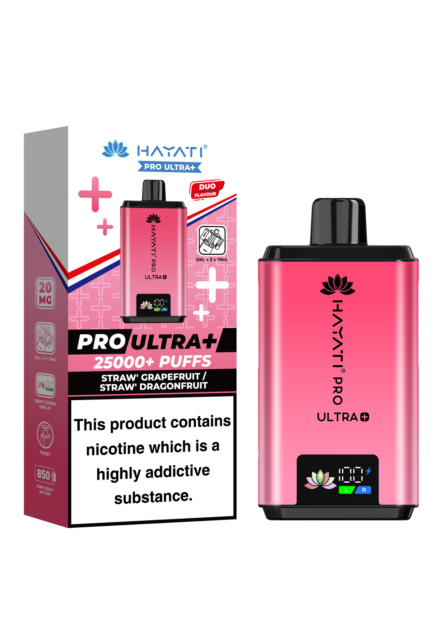 HAYATI PRO ULTRA PLUS KIT STRAW'GRAPEFRUIT / STRAW'DRAGONFRUIT 25000 Puffs