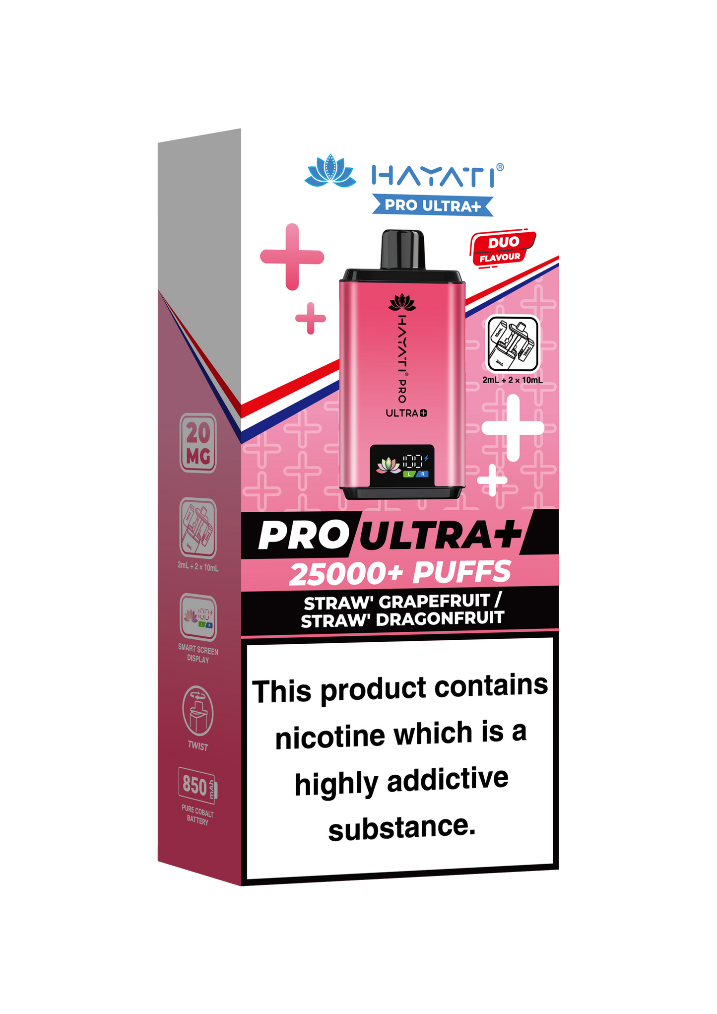 HAYATI PRO ULTRA PLUS KIT STRAW'GRAPEFRUIT / STRAW'DRAGONFRUIT 25000 Puffs