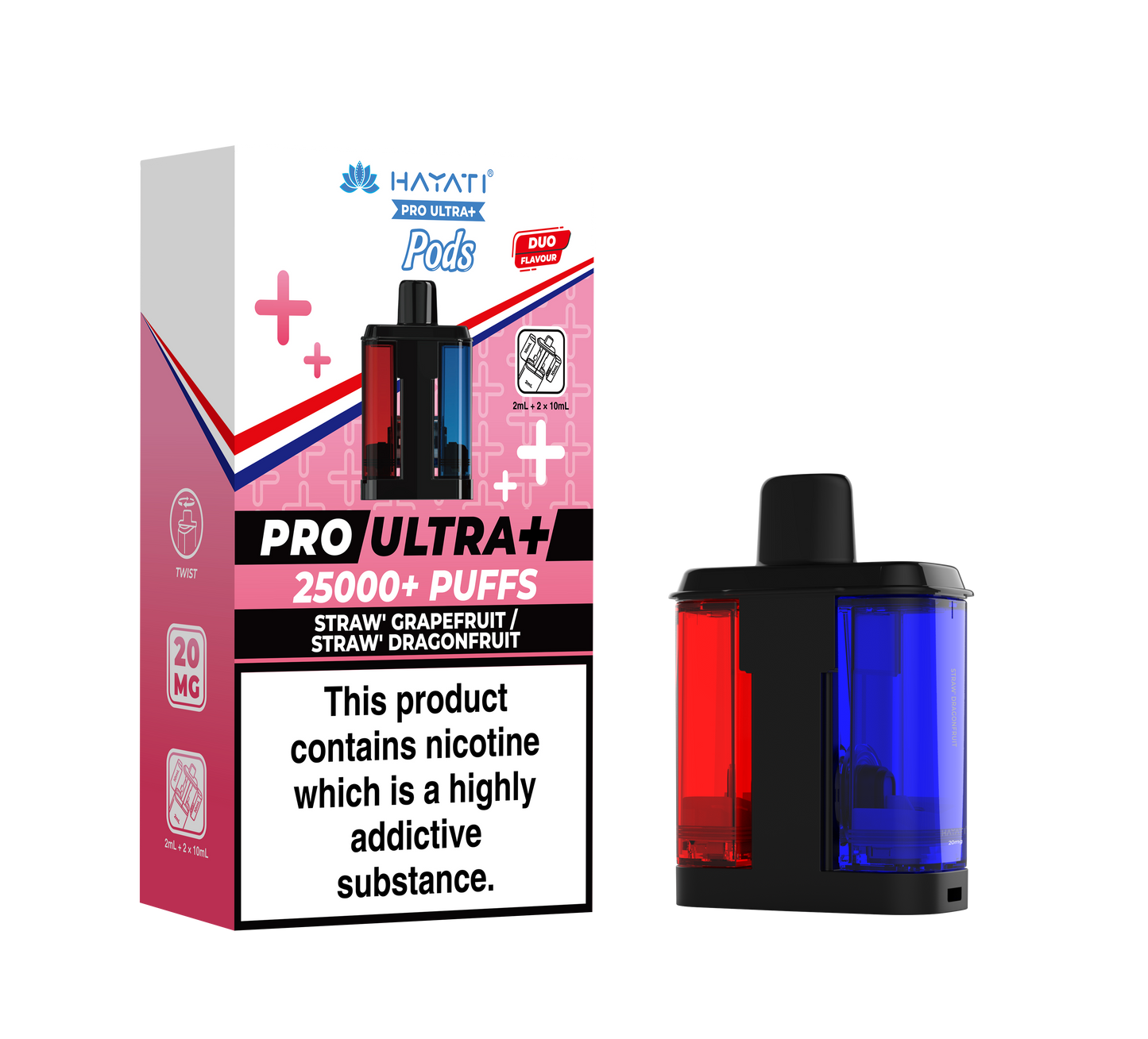 HAYATI PRO ULTRA PLUS PODS STRAW'GRAPEFRUIT / STRAW'DRAFONFRUIT 25000 Puffs