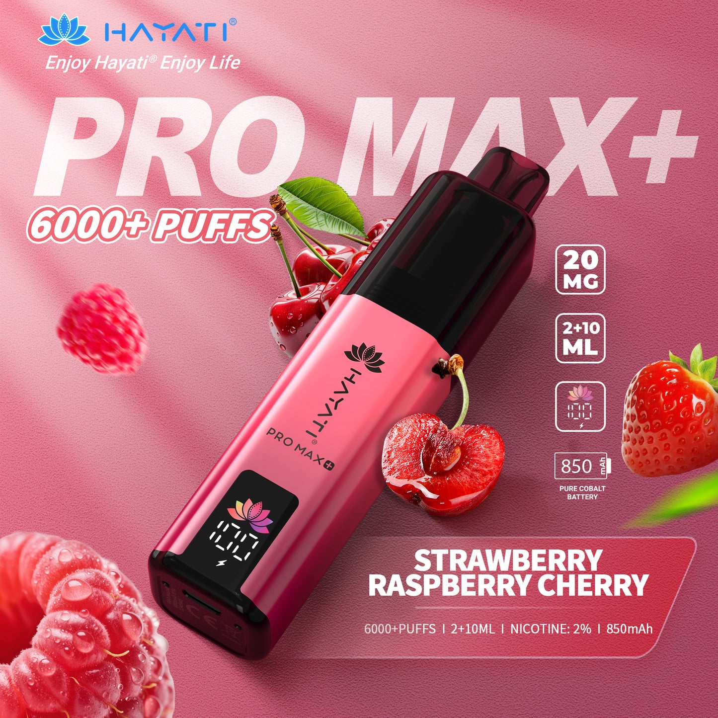HAYATI PRO MAX PLUS KIT STRAWBERRY RASPBERRY CHERRY 6000+Puffs