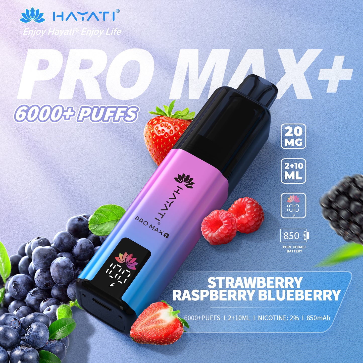 HAYATI PRO MAX PLUS KIT STRAWBERRY RASPBERRY BLUEBERRY 6000+Puffs
