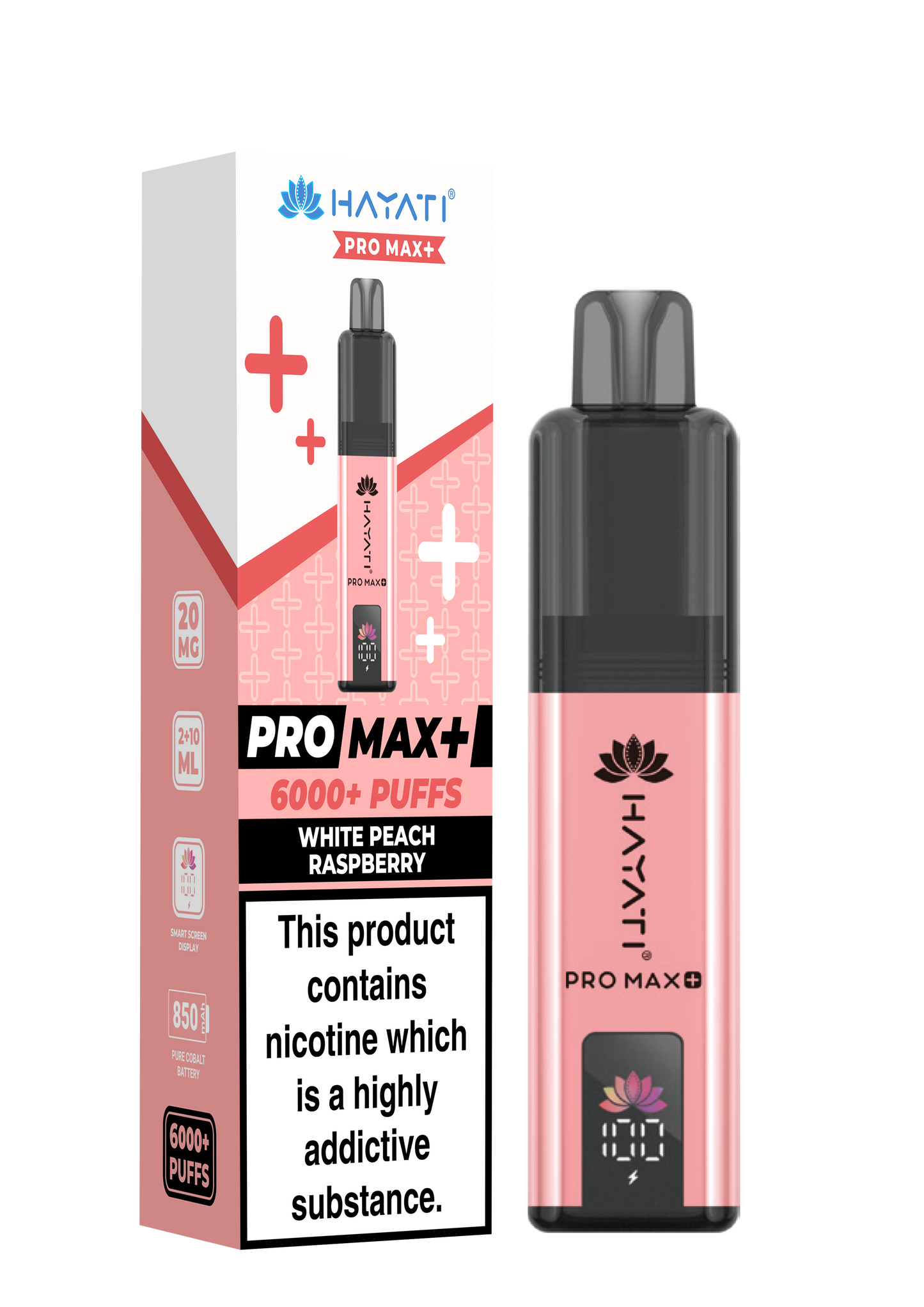 HAYATI PRO MAX PLUS KIT WHITE PEACH RASPBERRY 6000+Puffs